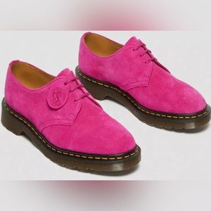New Dr. Martens 1461 Men Sz 9 Oxford Made In England Nubuck Suede Pink Dust Bag
